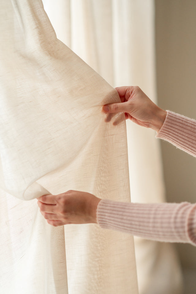 Natural Beige Sheer Curtain (1 pair)