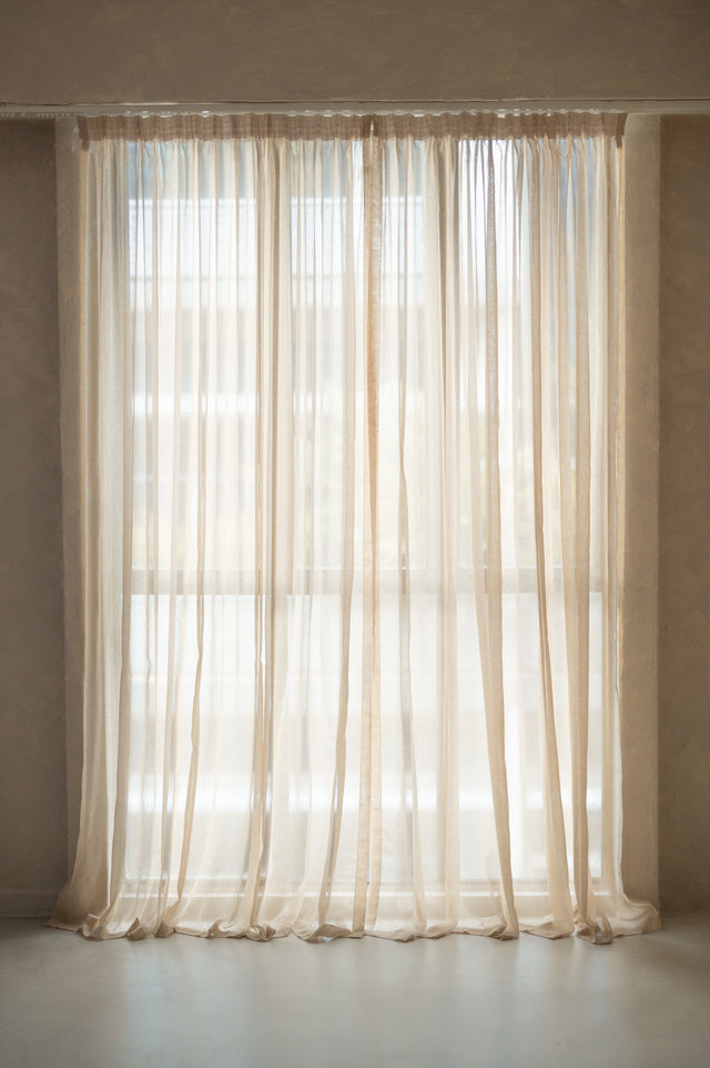 Natural Beige Sheer Curtain (1 pair)